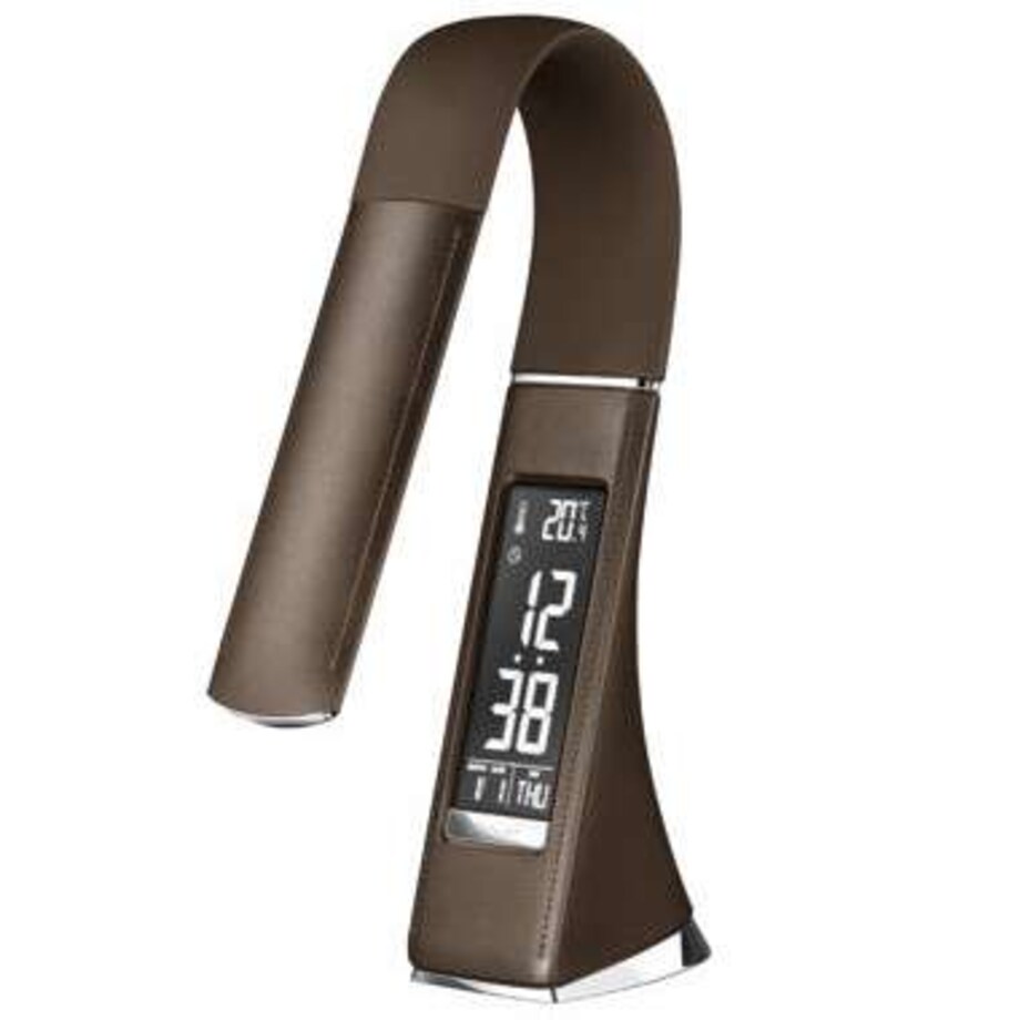 Biurkowa LAMPKA stojąca GALA ML139 Milagro stołowa LAMPA metalowa LED 6W 3000K z zegarkiem brązowa