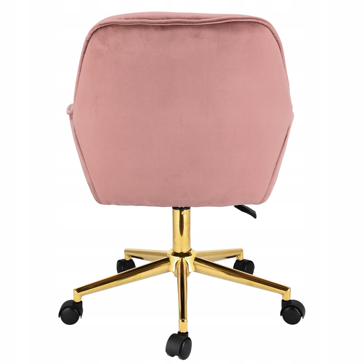 Fotel welurowy obrotowy LARGO różowy na złotej stopie