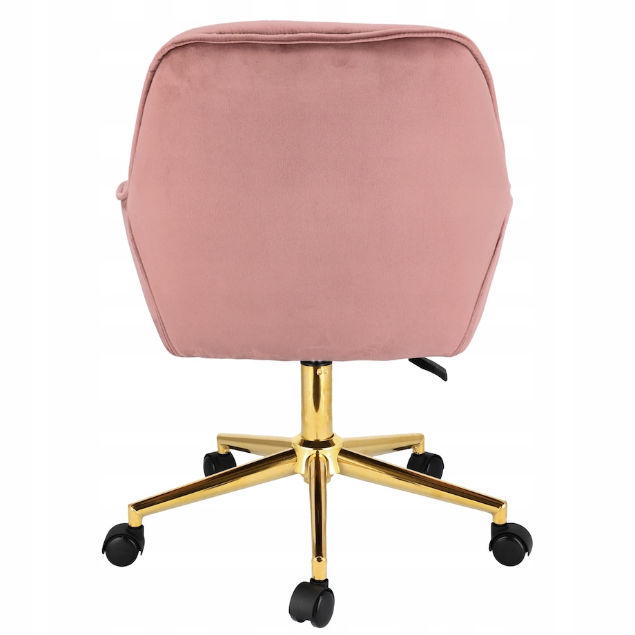 Fotel welurowy obrotowy LARGO różowy na złotej stopie