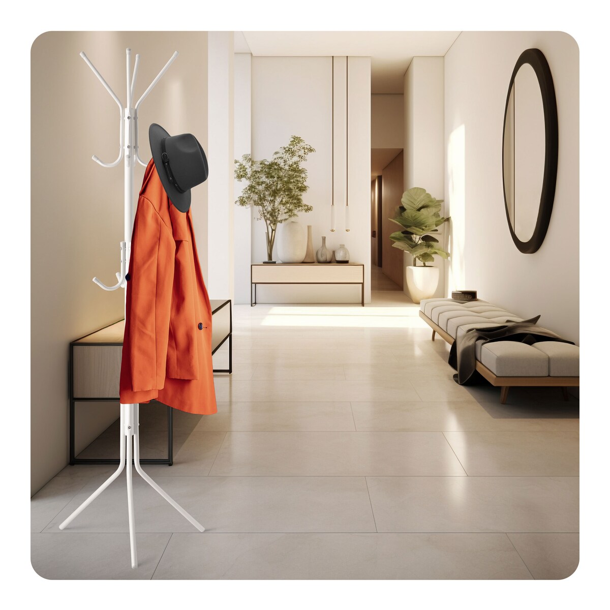 Wieszak na ubrania stojący podłogowy biały stojak Massido