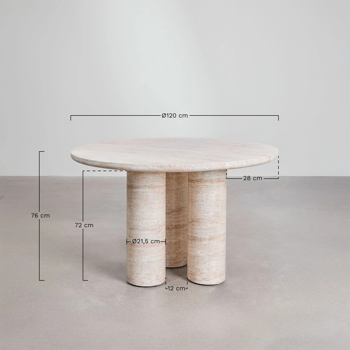 Okrągły stół jadalniany z cementu Ø120 cm Lourdes