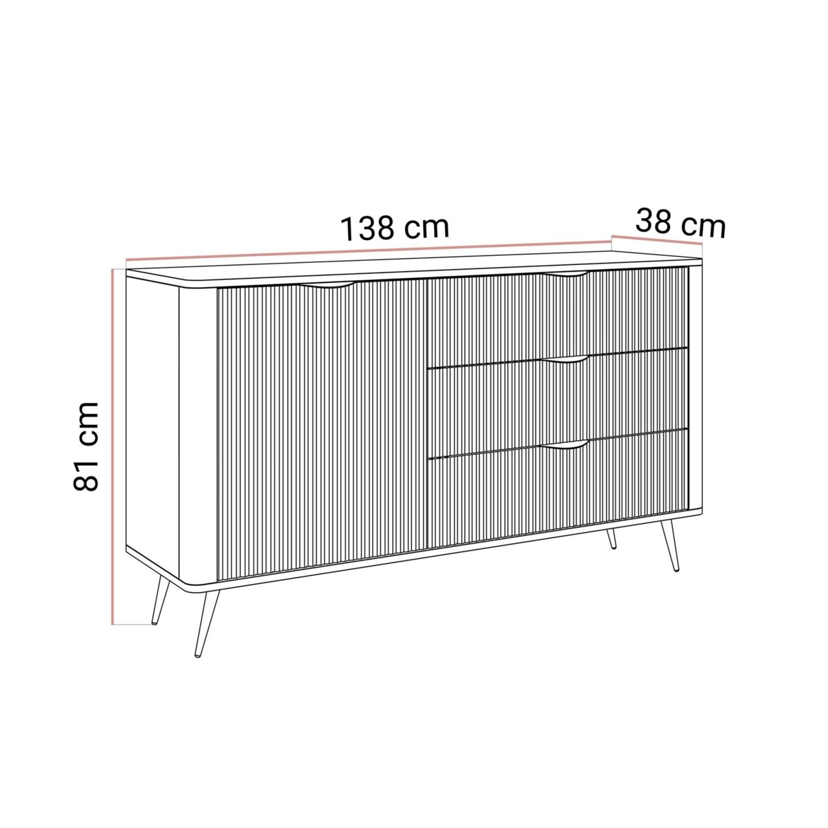 Komoda SCARLETT 138 1D3S z szufladami czarna