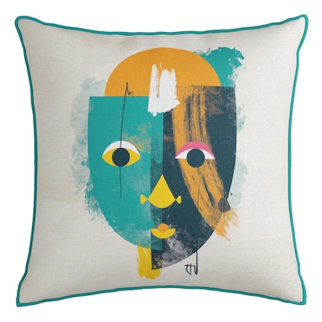 Poszewka dekoracyjna 43x43 kolorowa, artystyczna twarz
