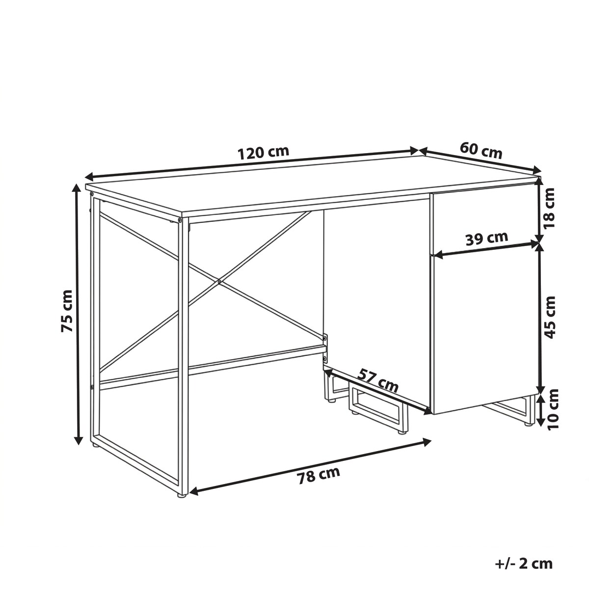 Biurko LEXTON 120 cm 60 cm z szufladami Jasnobeżowy