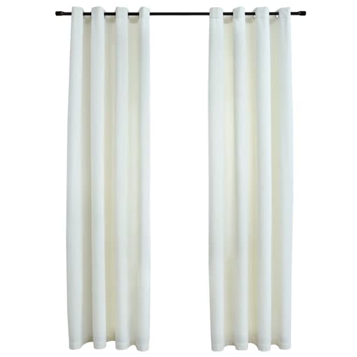 vidaXL Zasłony zaciemniające z kółkami, 2 szt., aksamitne, kremowe