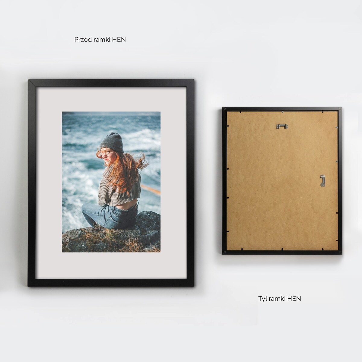 Ramka na zdjęcia 40x50 cm czarna rama MDF z plexi do powieszenia pion poziom klasyczna ramka FRAMAI