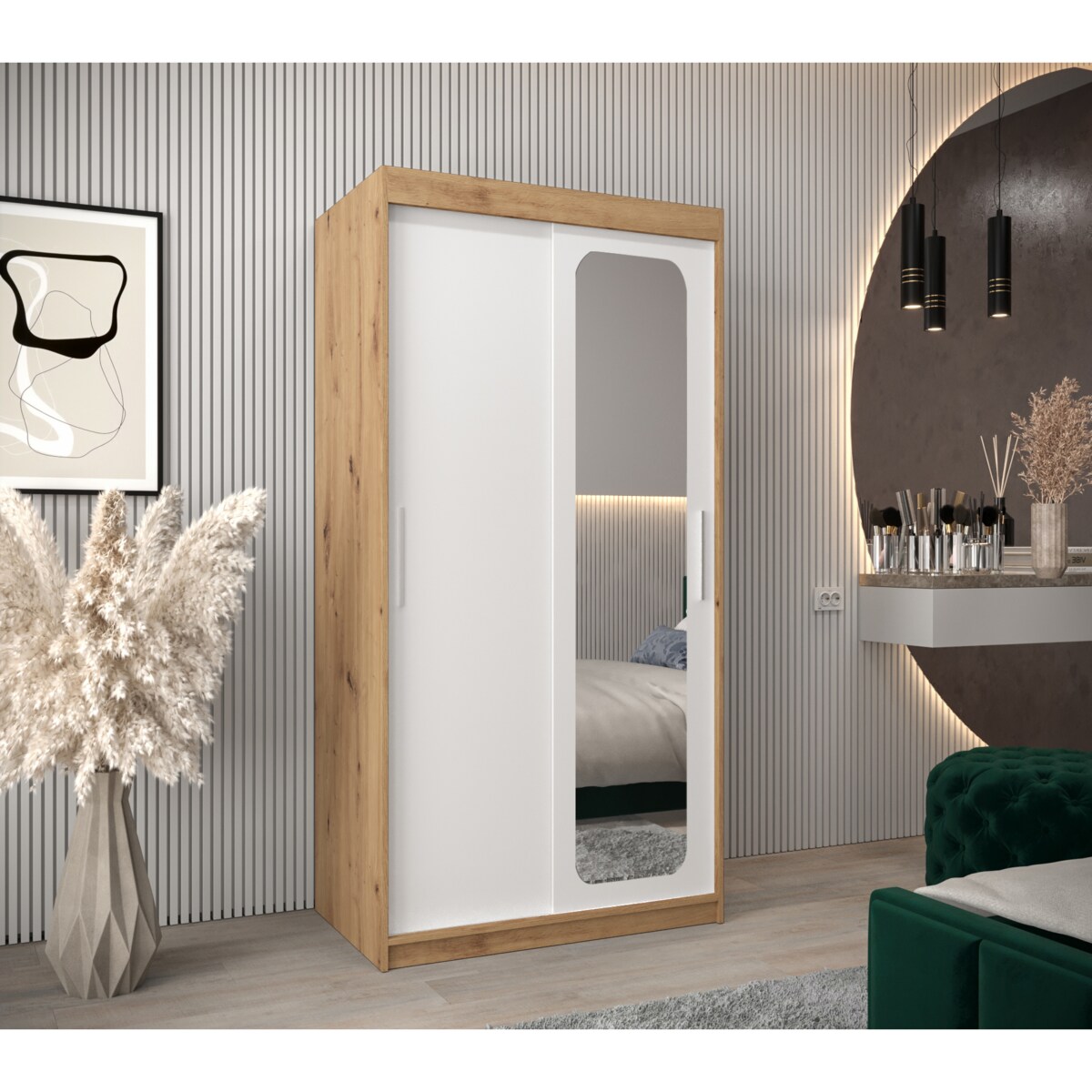 Szafa przesuwna Garderoba PROMO T2 100 artisan/biały