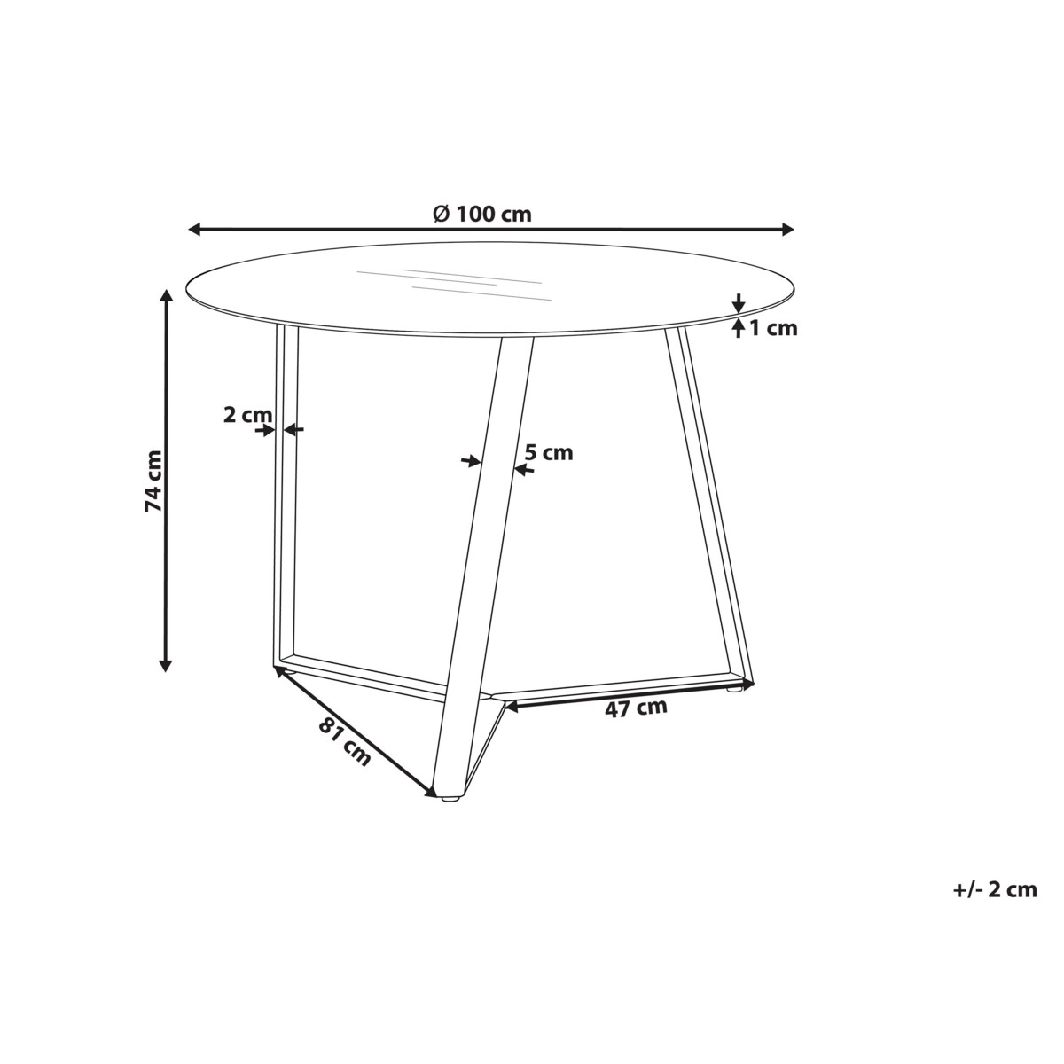 Stół do jadalni szklany okrągły ⌀ 100 cm czarny KEBRI