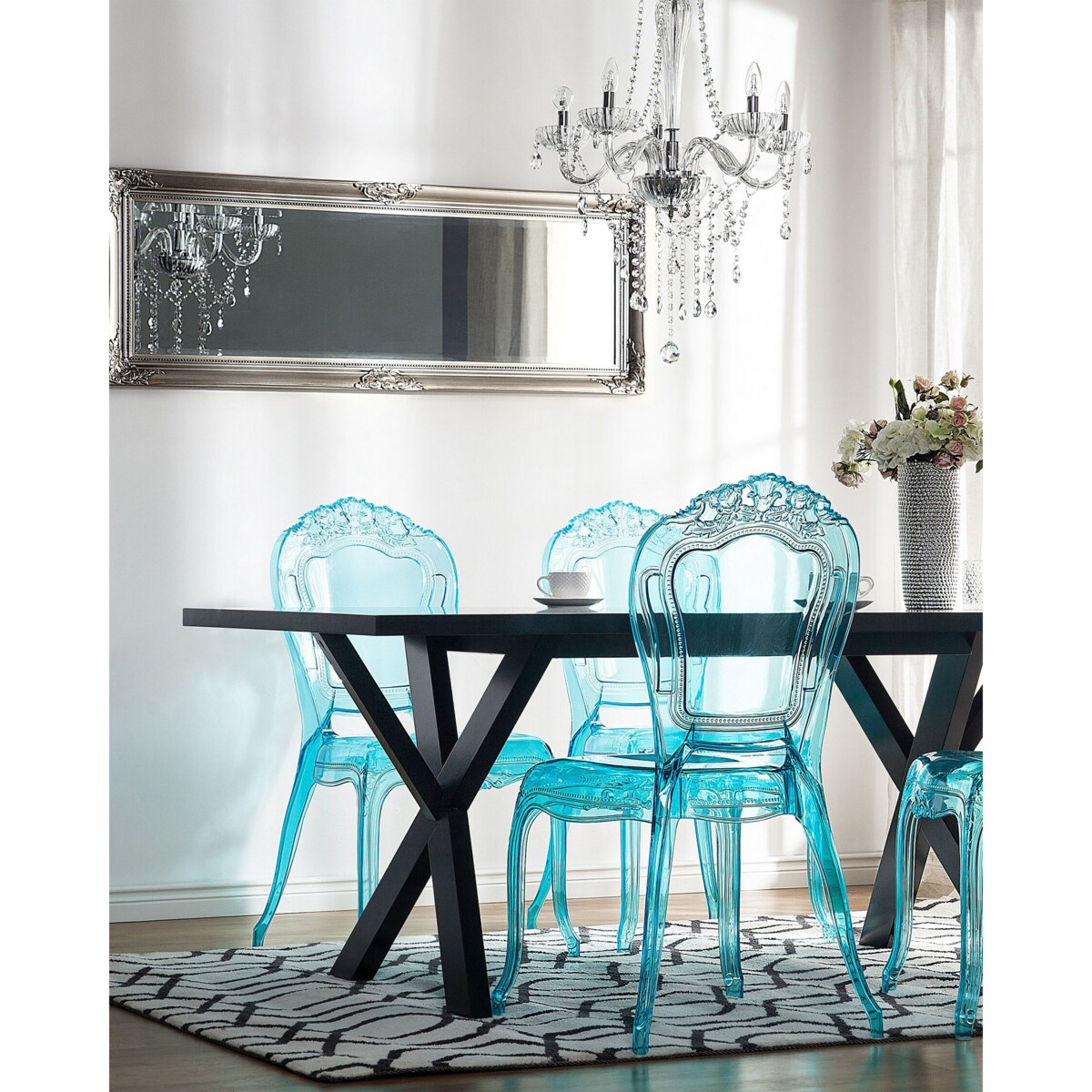 Zestaw 2 krzeseł do jadalni przezroczysty niebieski VERMONT