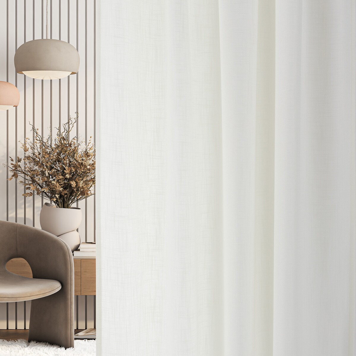 Zasłona na taśmie marszczącej strukturalna ecru 140 x 280 cm 1 szt. 140x280 biały