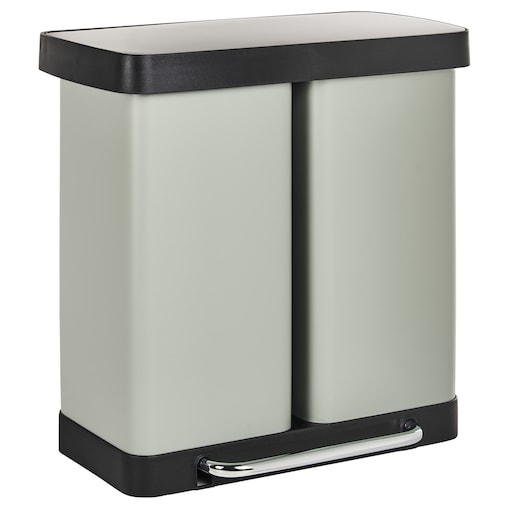 Kosz na śmieci z pedałem dwukomorowy 60 L ECOSORT Metal Jasnozielony