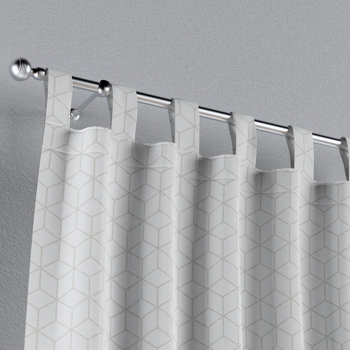 Zasłona na szelkach 1 szt. 130x245 wzór sześcianów na białym tle