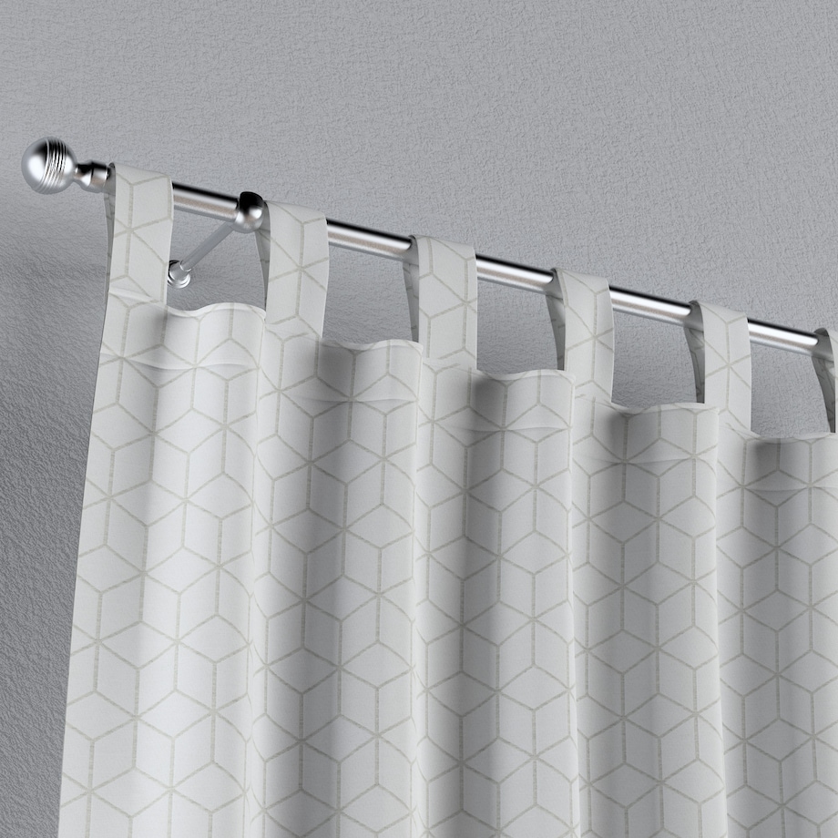 Zasłona na szelkach 1 szt. 130x245 wzór sześcianów na białym tle