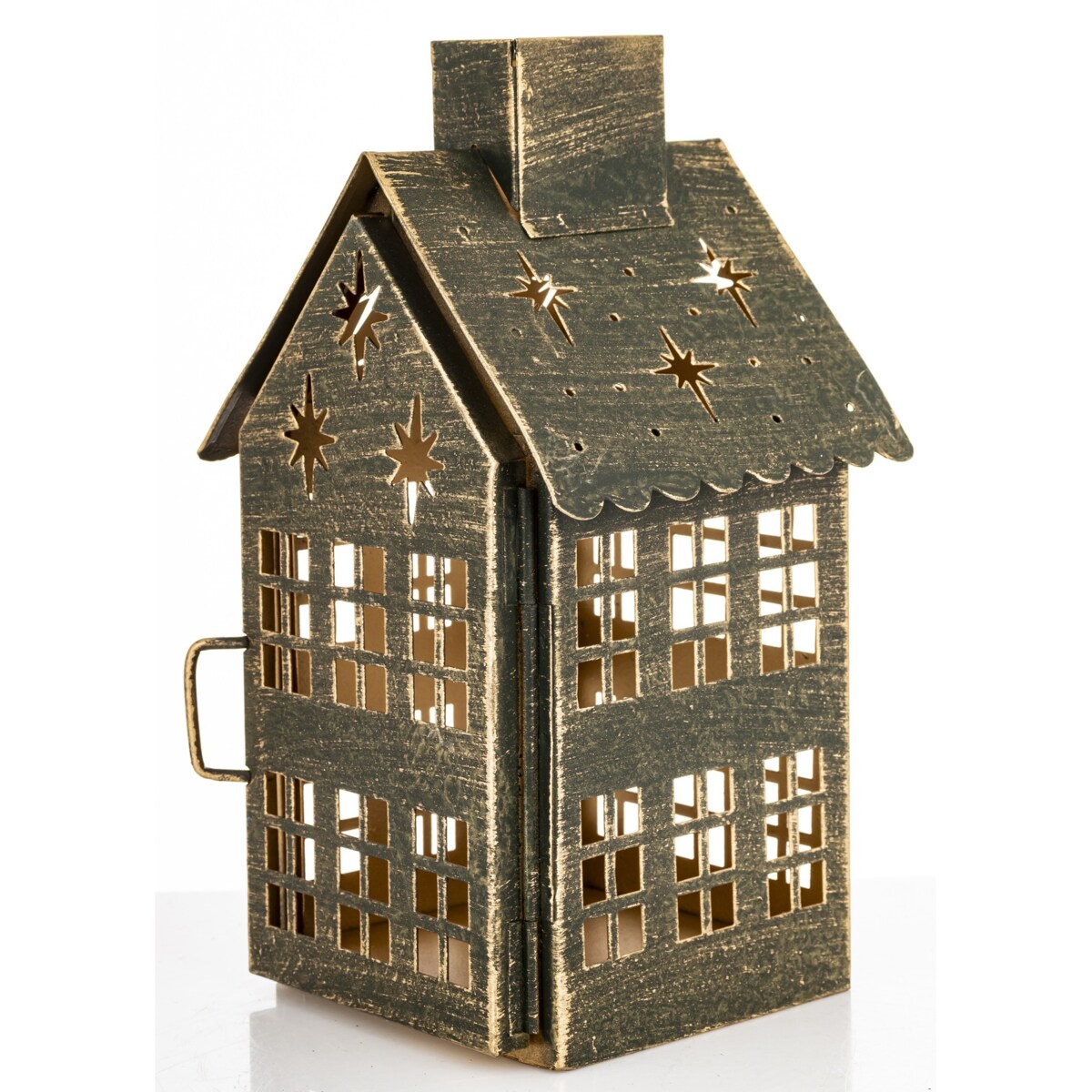 Dekoracja - metalowy domek 20x11,5x10 cm z gwiazdkami MIHNU