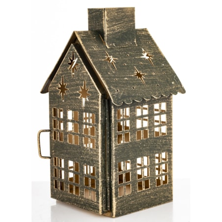 Dekoracja - metalowy domek 20x11,5x10 cm z gwiazdkami MIHNU