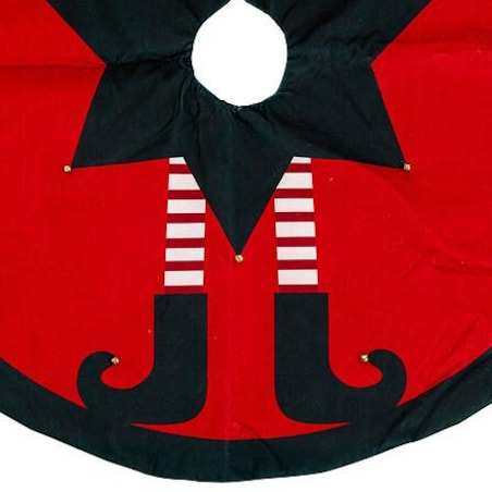 DYWANIK POD CHOINKĘ Elf 90 cm czerwony z czarną obramówką