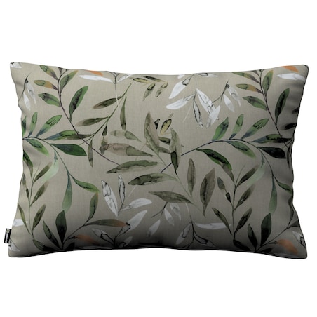 Poszewka Kinga na poduszkę prostokątną 60x40 zielone gałązki na szarym tle