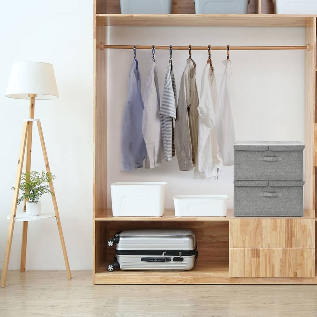 vidaXL Pojemniki, 2 szt., tkanina, 50x30x25 cm, szare