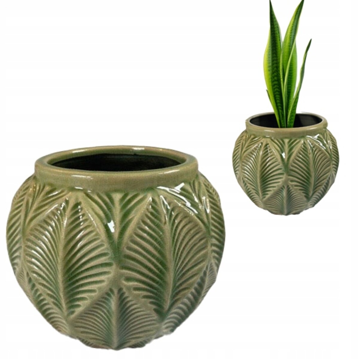 DONICZKA ZIELONA 16cm okrągła ceramika donica na balkon taras do salonu