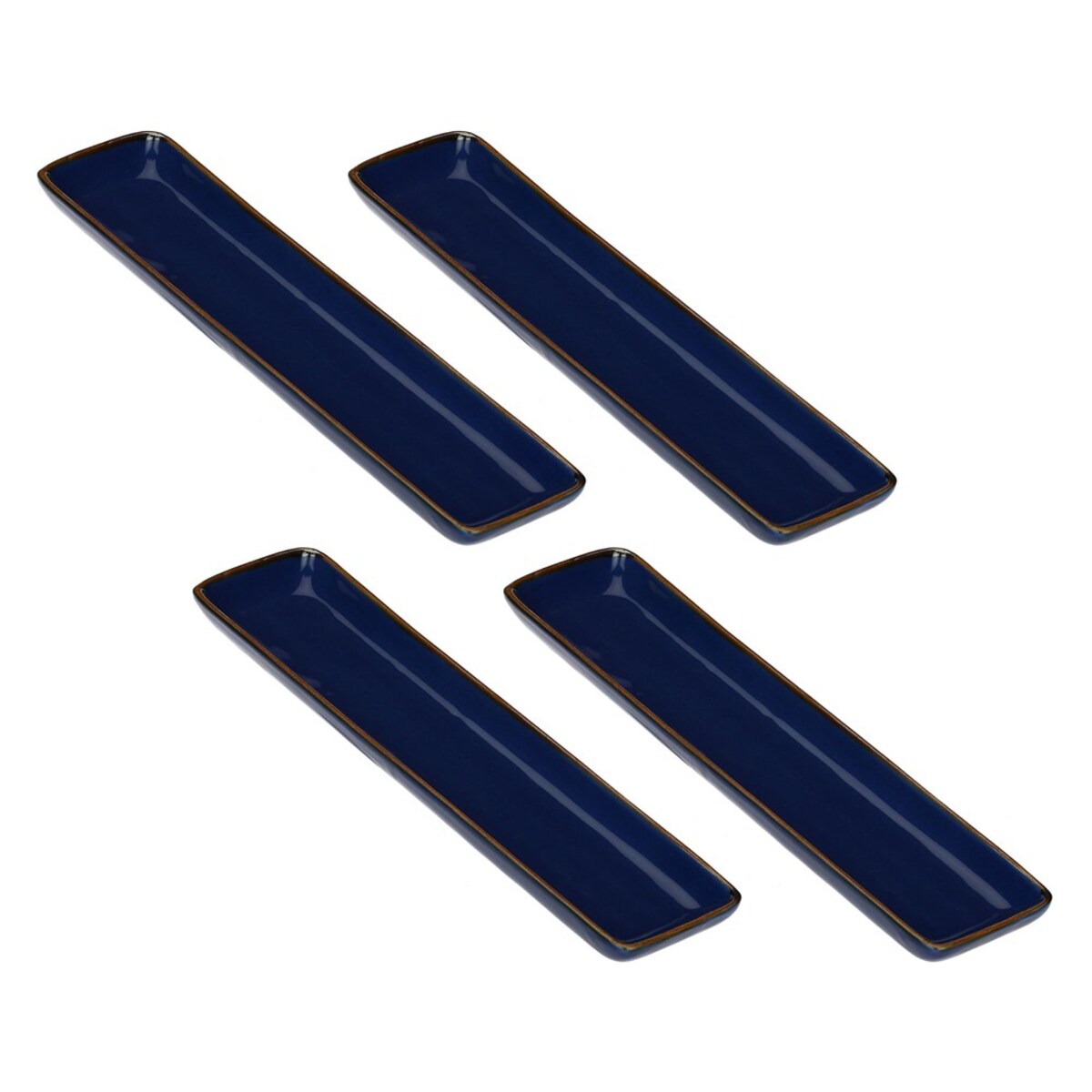 Zestaw 4 tac prostokątnych Concerto Blu Cobalto - Kobaltowy, 32 x 8 cm
