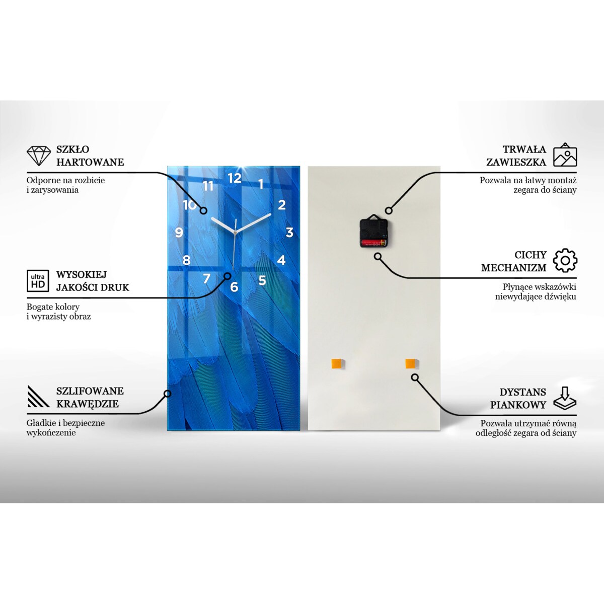 Zegar ścienny Tropikalne Liście, 30x60 cm