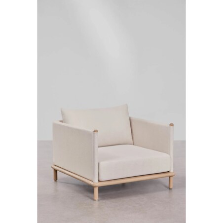 Zestaw ogrodowy: 3-osobowa sofa, 2 fotele i 2 okrągłe stoliki z drewna akacji Olivia