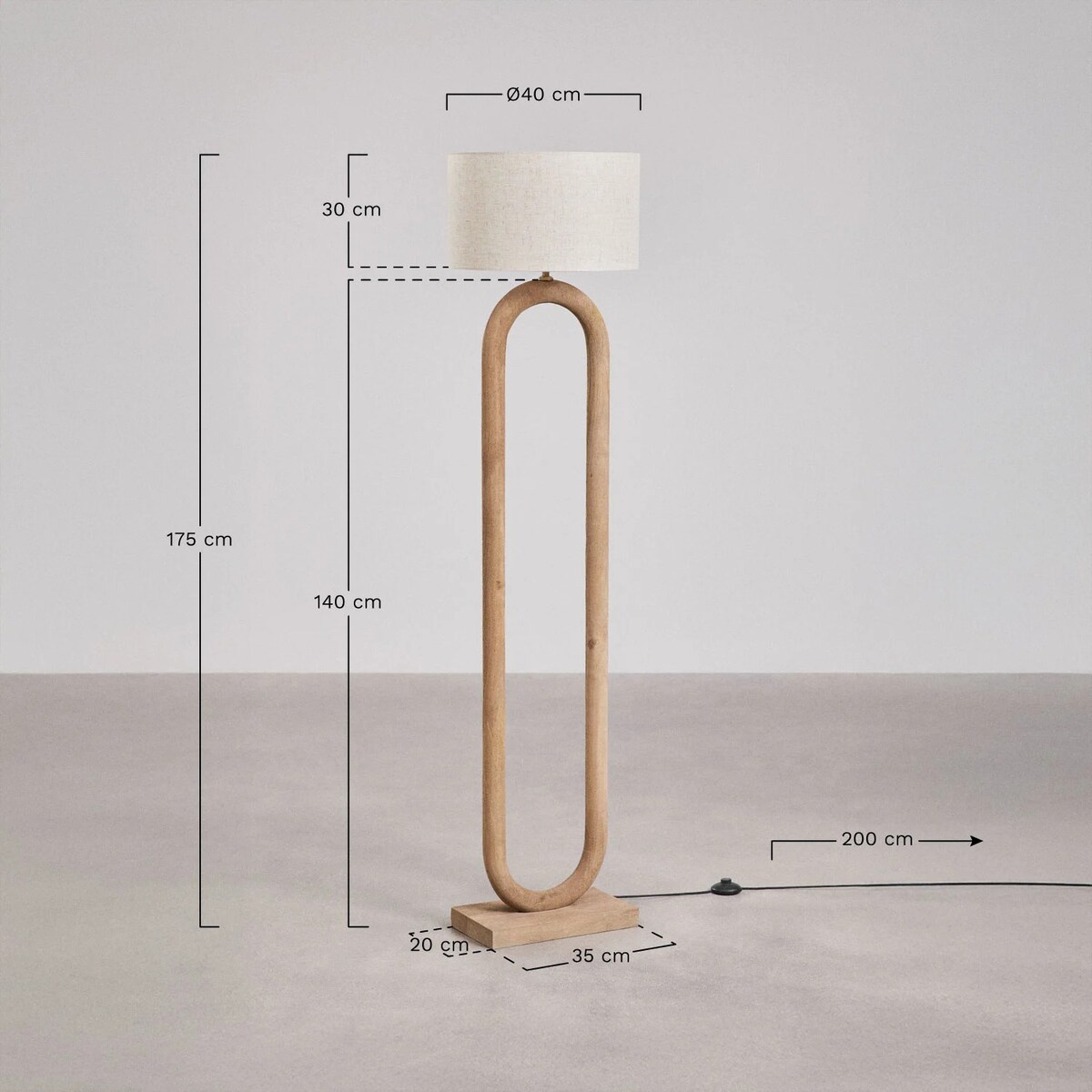 Lampa podłogowa z drewna mango Tiberia 175 cm