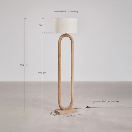 Lampa podłogowa z drewna mango Tiberia 175 cm