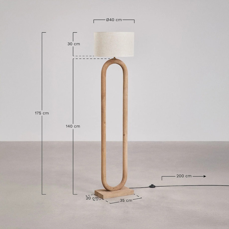 Lampa podłogowa z drewna mango Tiberia 175 cm