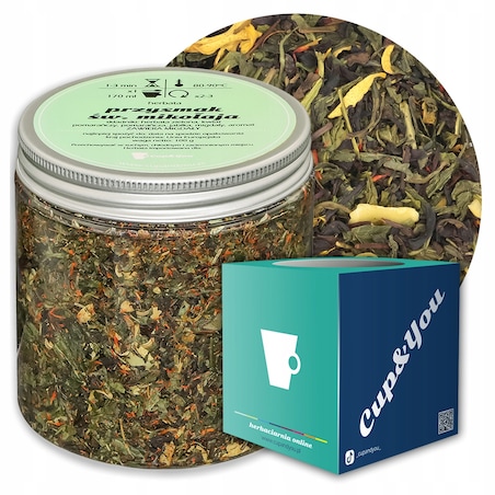 Herbata zielona PRZYSMAK ŚW MIKOŁAJA o smaku delikatnej nuty pomarańczy - herbata liściasta sypana mieszanka napar susz - gotowa na prezent upominek