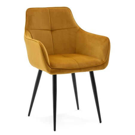 Krzesło tapicerowane welurowe QUATTRO velvet aksamit curry