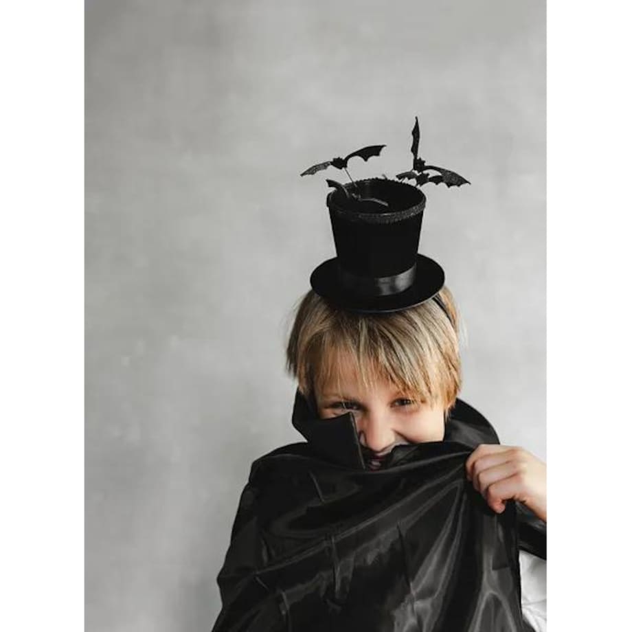 Opaska Cylinder z Nietoperzami, 19x26 cm, czarny