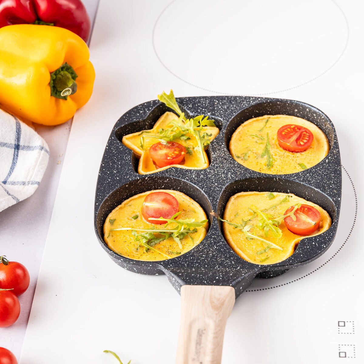 Patelnia marmurkowa 4 w 1 do naleśników jajek placków pancake 18cm CZARNA KLAUSBERG