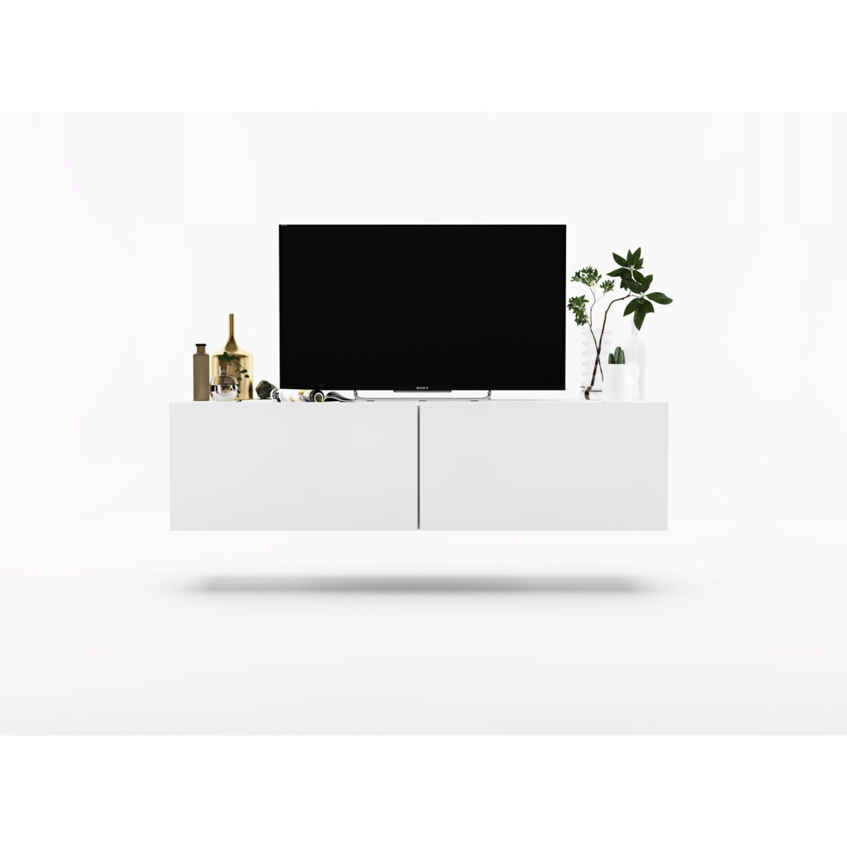 Wisząca Szafka RTV Komoda Loft Industrialna Biały MAT 120 cm