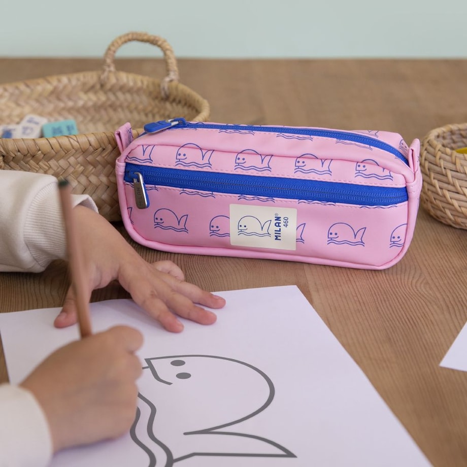 Piórnik 2 komorowy MILAN z serii 460, różowy