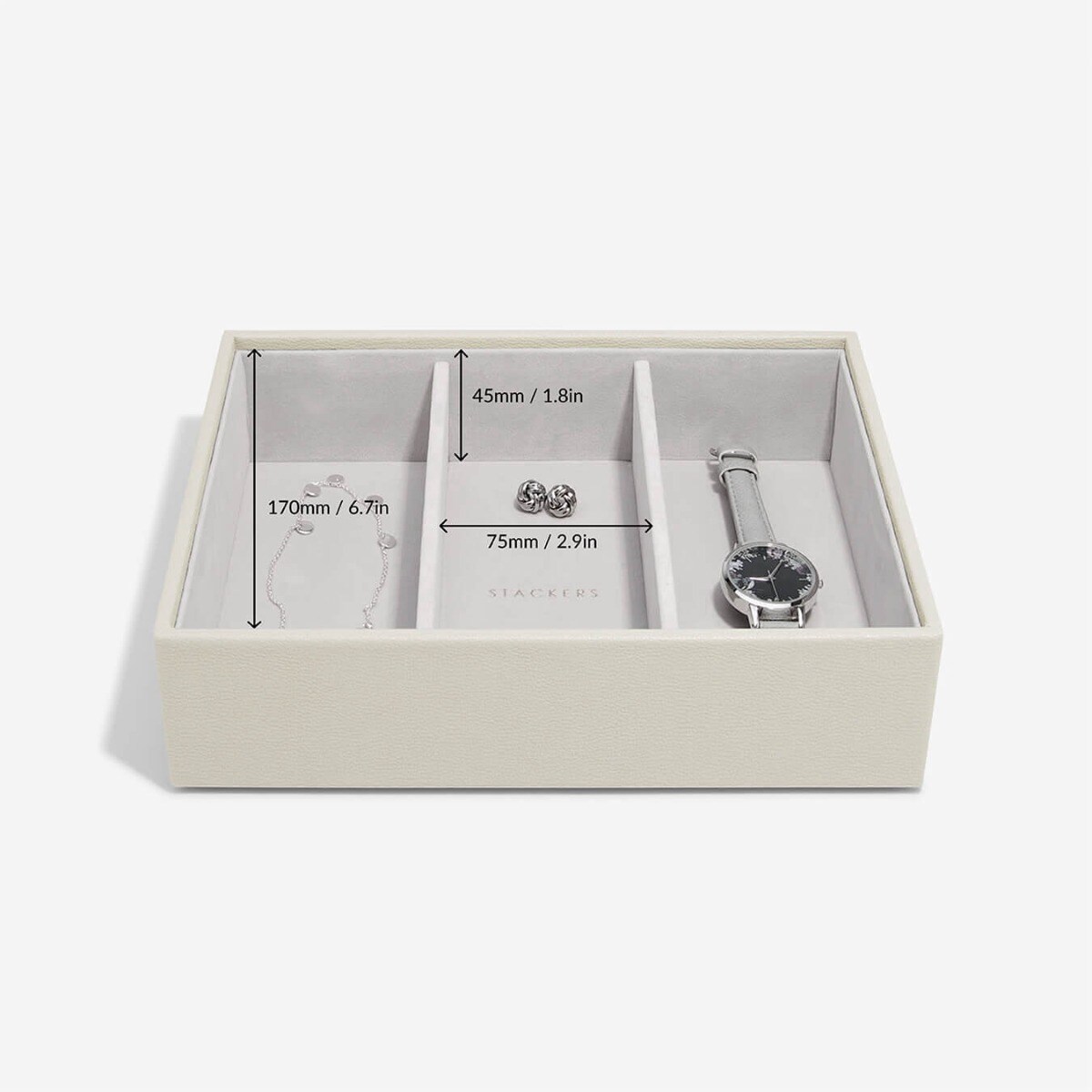 Szkatułka na biżuterię Stackers 3 komorowa classic jasnobeżowa