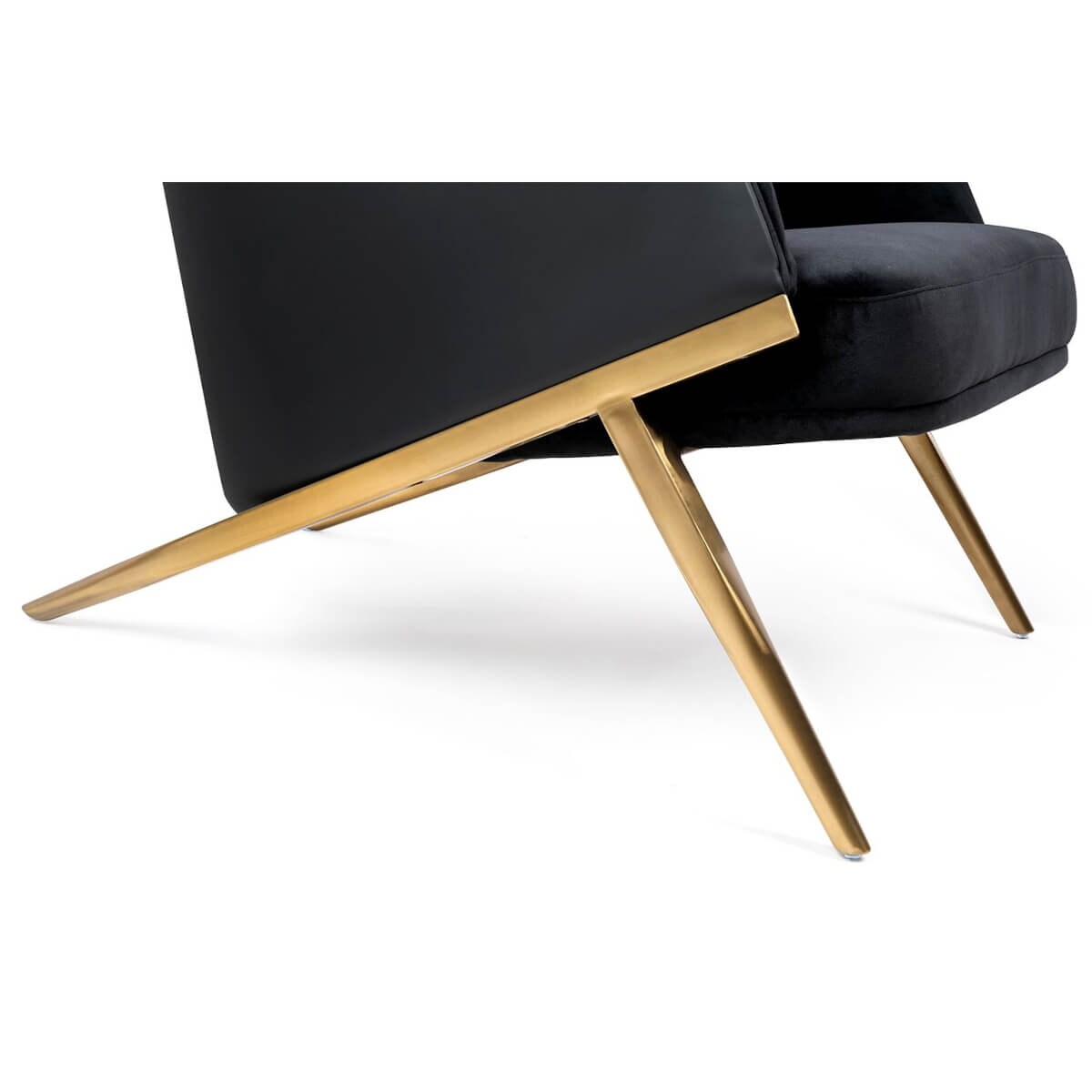 Elegancki fotel z ekoskóry Hampton Velvet czarny złoty, King Home