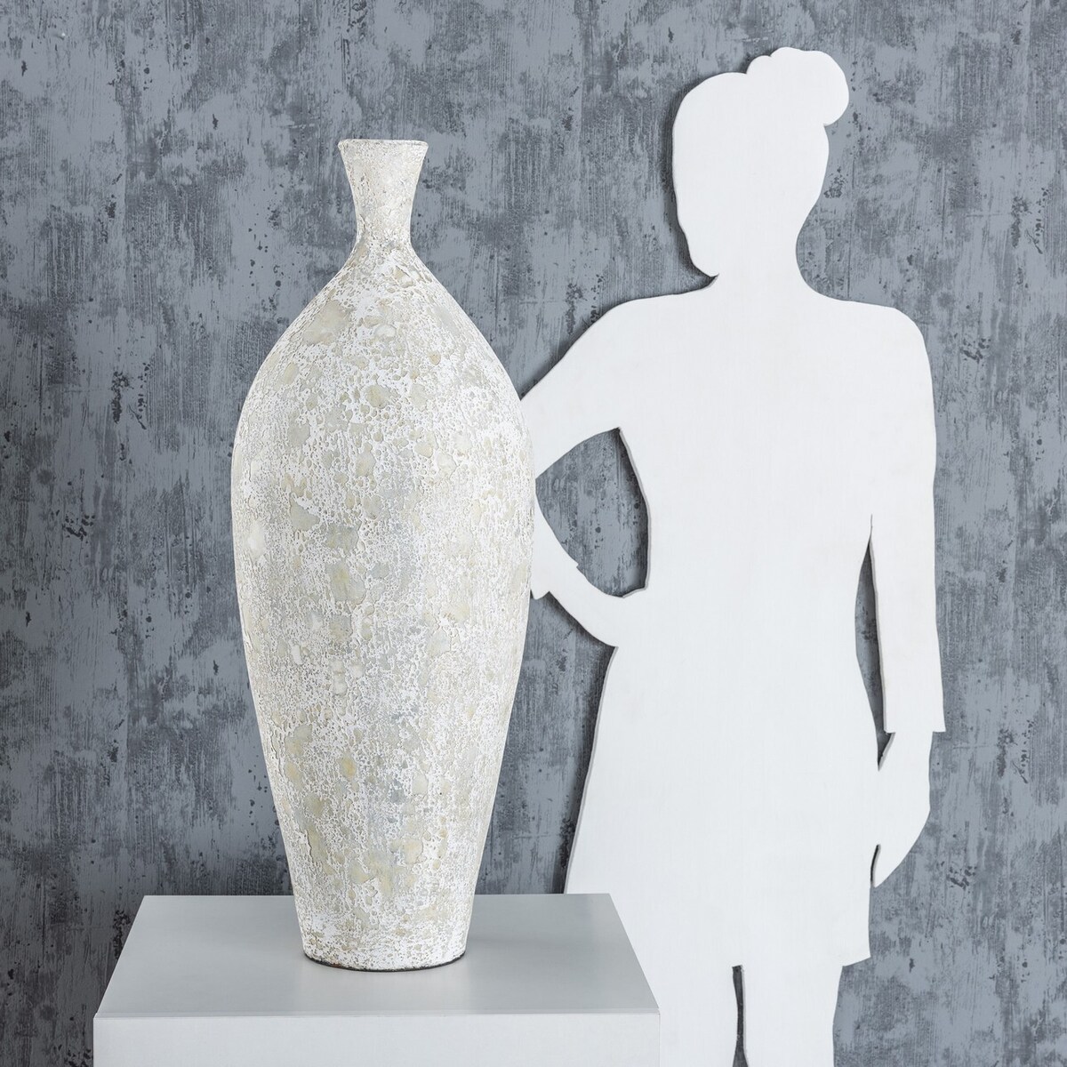 Wazon Dafni 30x79cm white grey, 30 x 79 cm