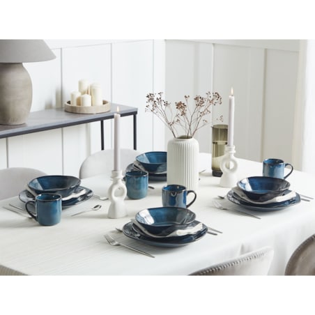 Zastawa stołowa 16-częściowa HAWTHORN Kamionka Niebieski