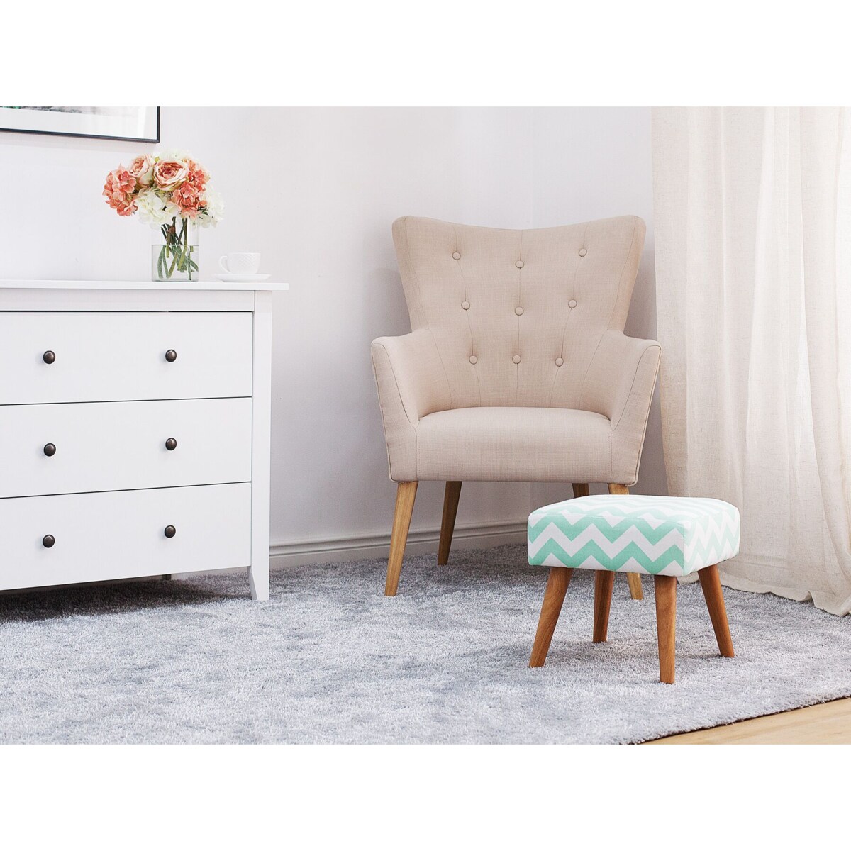 Stołek zielono-biały MANTEO