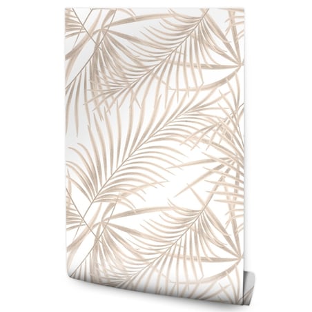 Tapeta Beżowe LIŚCIE Palmy Rośliny Natura