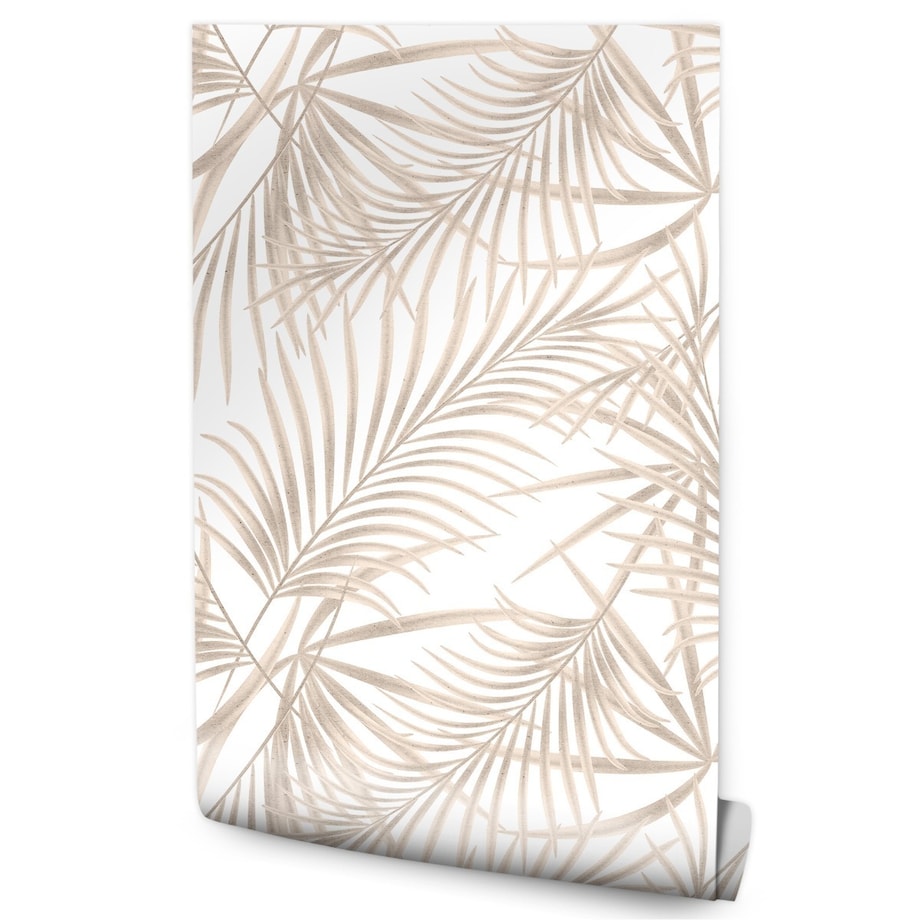 Tapeta Beżowe LIŚCIE Palmy Rośliny Natura