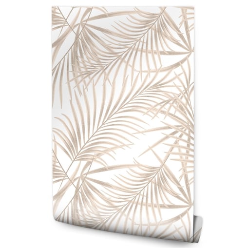 Tapeta Beżowe LIŚCIE Palmy Rośliny Natura