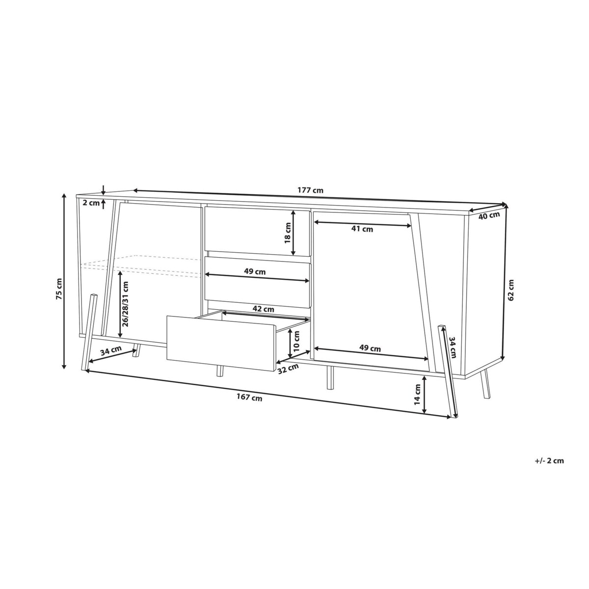 Komoda efekt betonu z czarnym BLACKPOOL