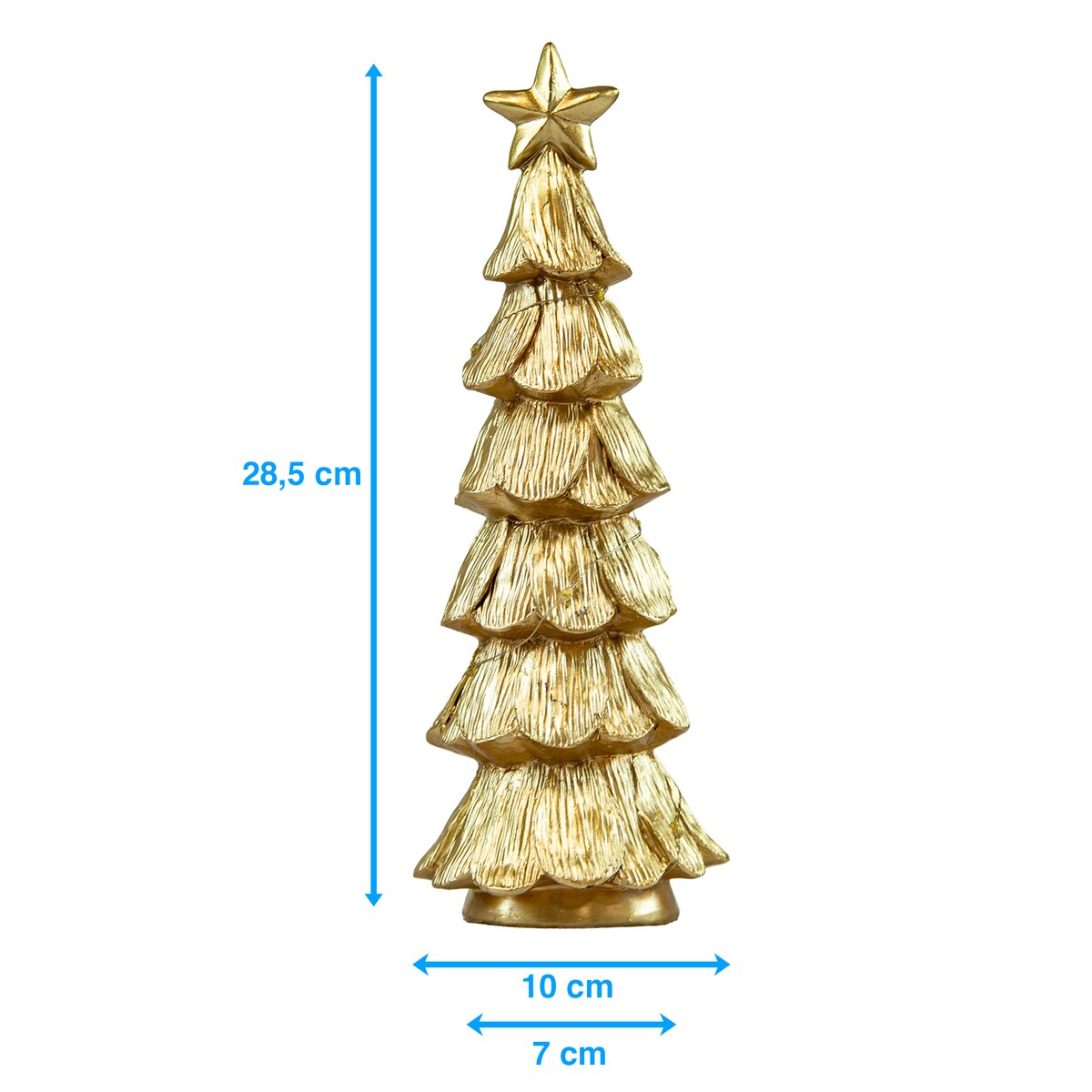 Choinka Led Złota Świecąca Figurka 28 Cm Ozdobna Dekoracja Świąteczna Na Baterie