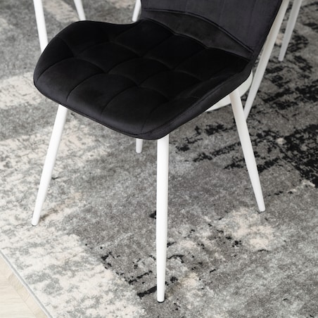 Krzesło Tapicerowane Welur Czarne LUCKY Kuchenne Do Jadalni Kuchni Salonu