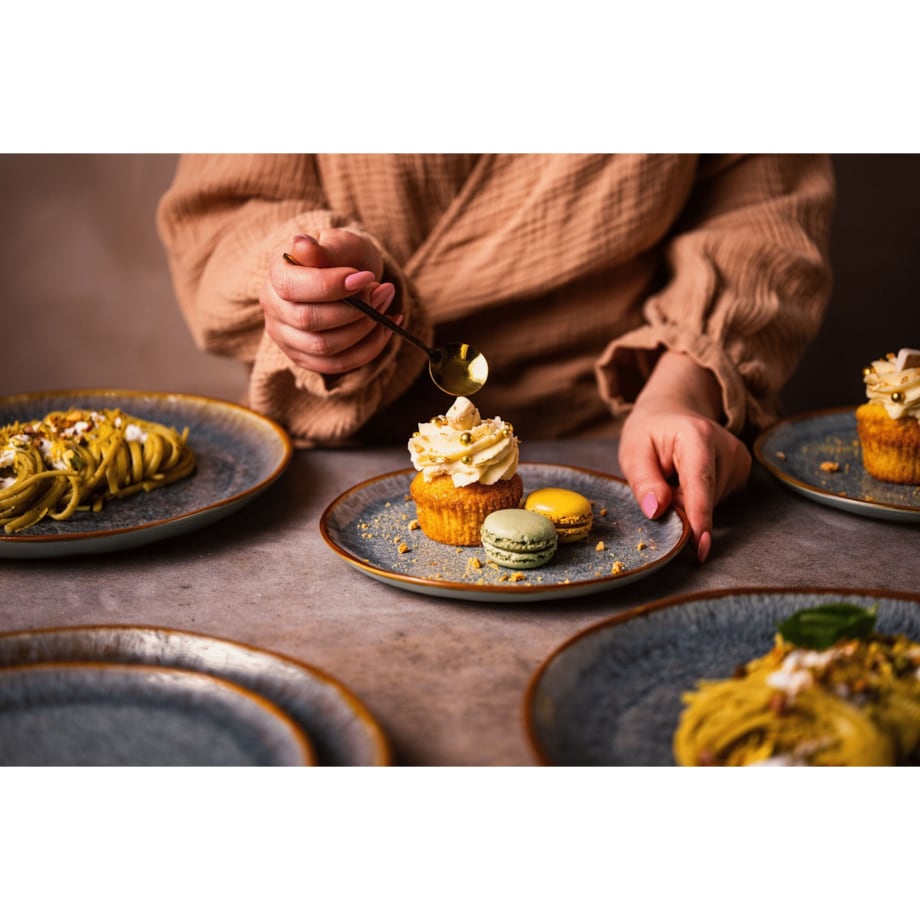 Serwis obiadowy Aokari niebiesko-biały na 12 osób 36 szt. Nowoczesny Do zmywarki Komplet talerzy