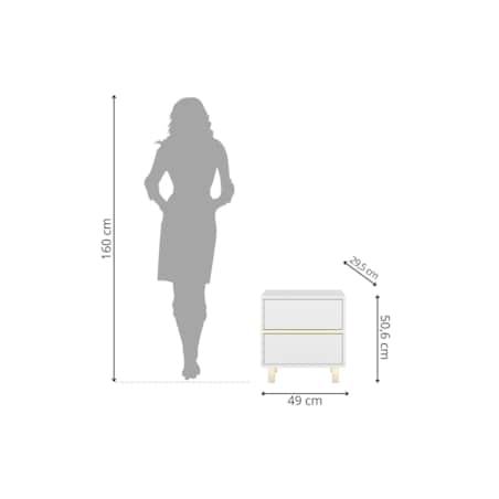 Biała Szafka Nocna Magica ze złotymi dodatkami / szer. 49 cm
