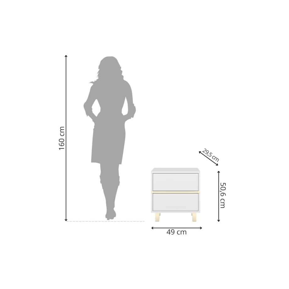 Biała Szafka Nocna Magica ze złotymi dodatkami / szer. 49 cm