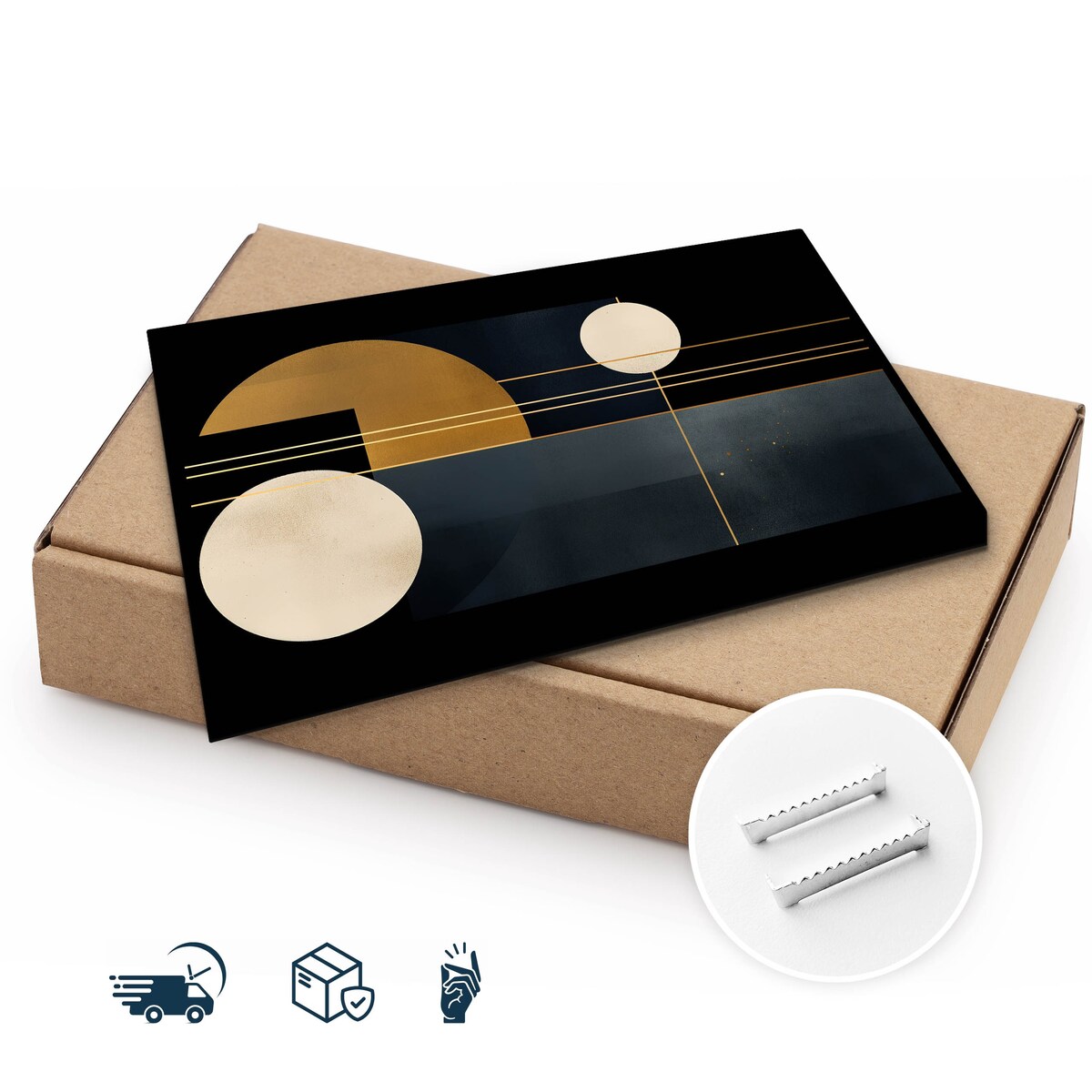 Obraz Do Sypialni Jadalni Abstrakcja Złote Kształty Geometryczne 120x80cm